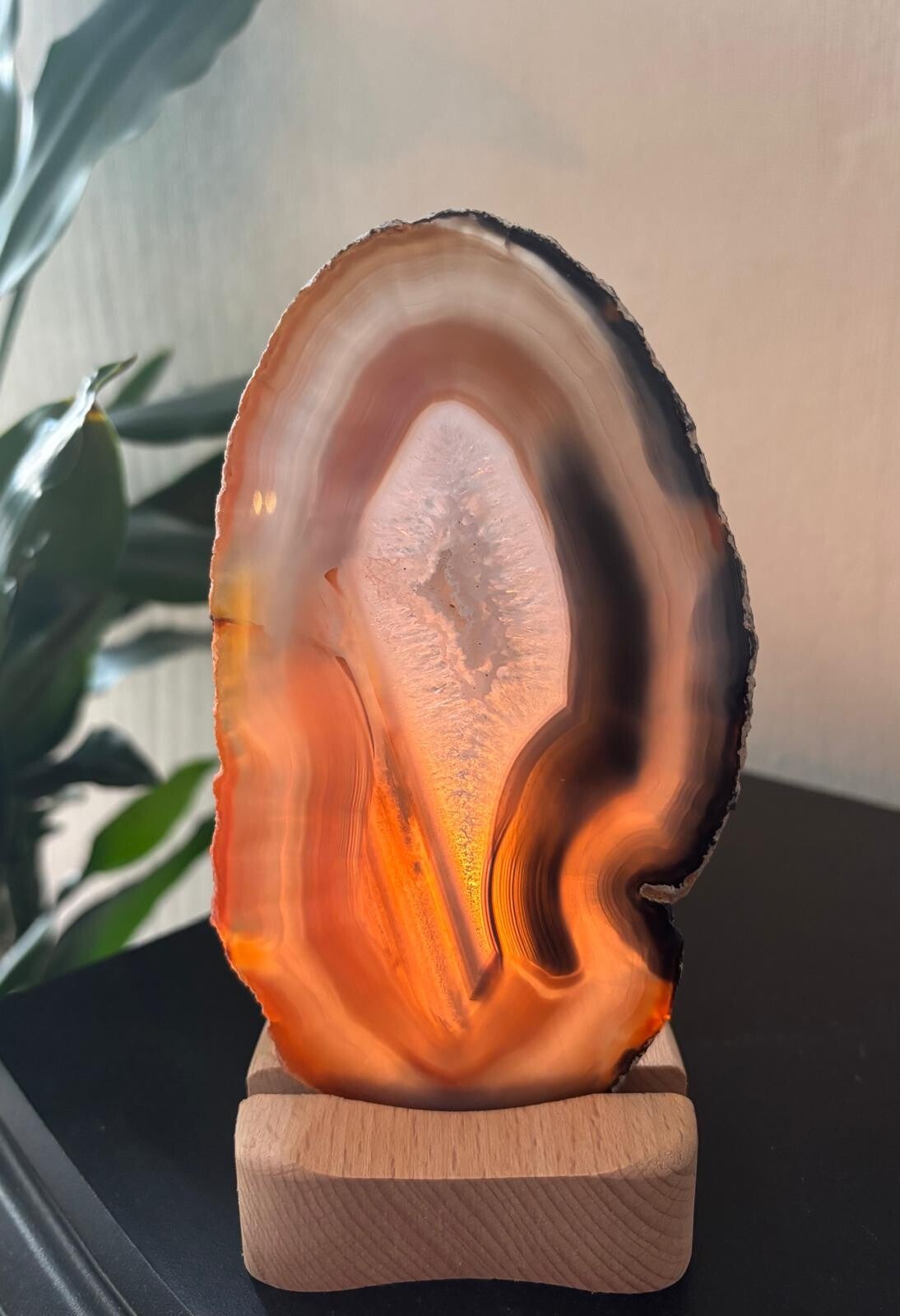 Waxinelichthouder met agaatschijf (hoogte 15 cm)