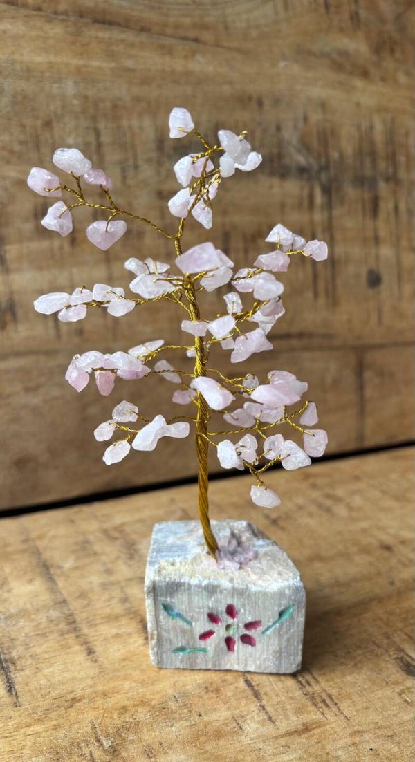 Indiase Edelstenen Boom - Rozenkwarts - 80 Stenen