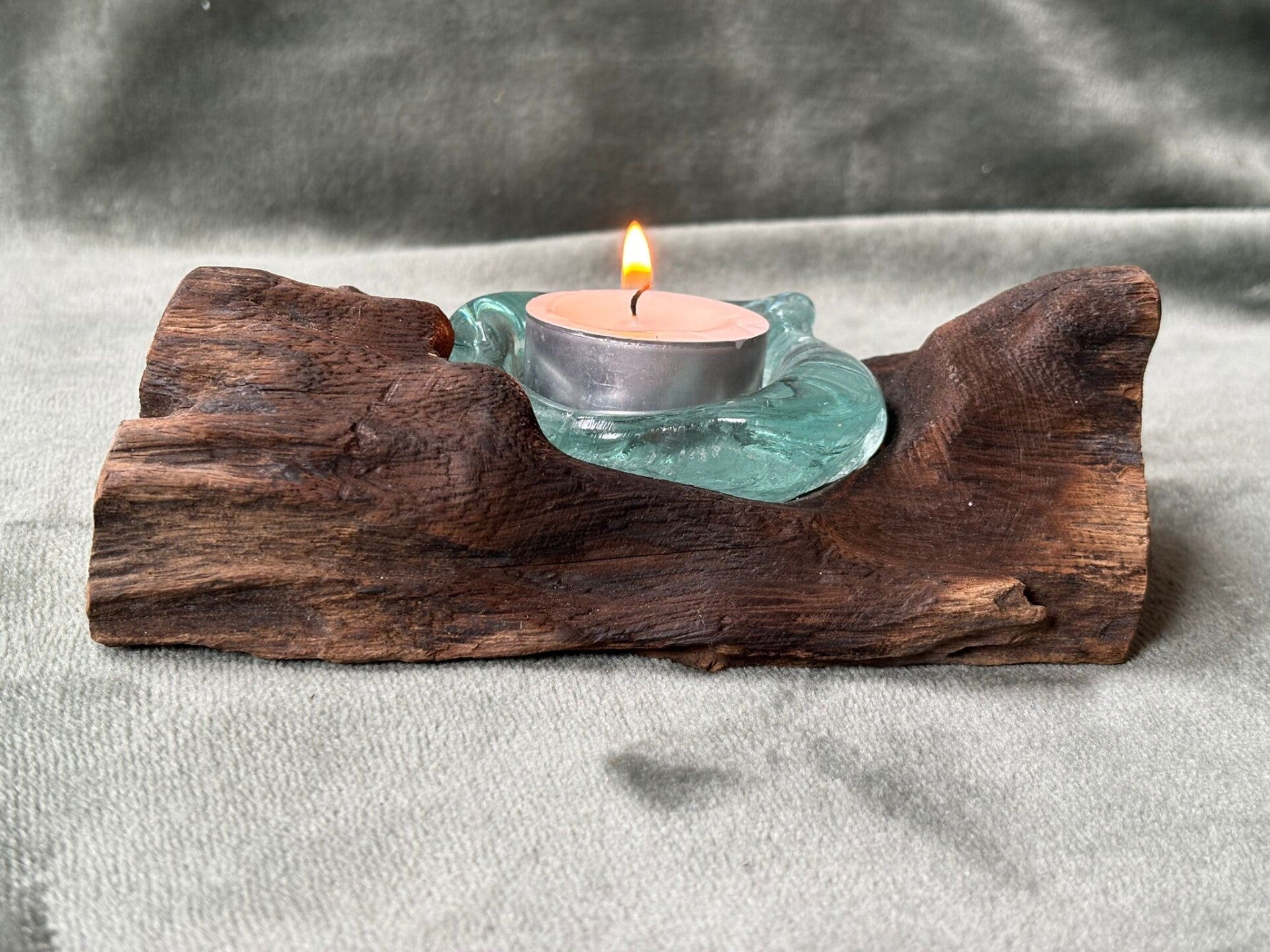 Enkele houder van Gesmolten Glas op Hout
