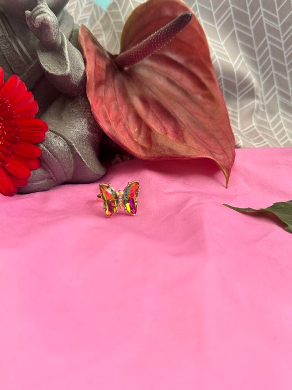 Oranje groene vlinder ring