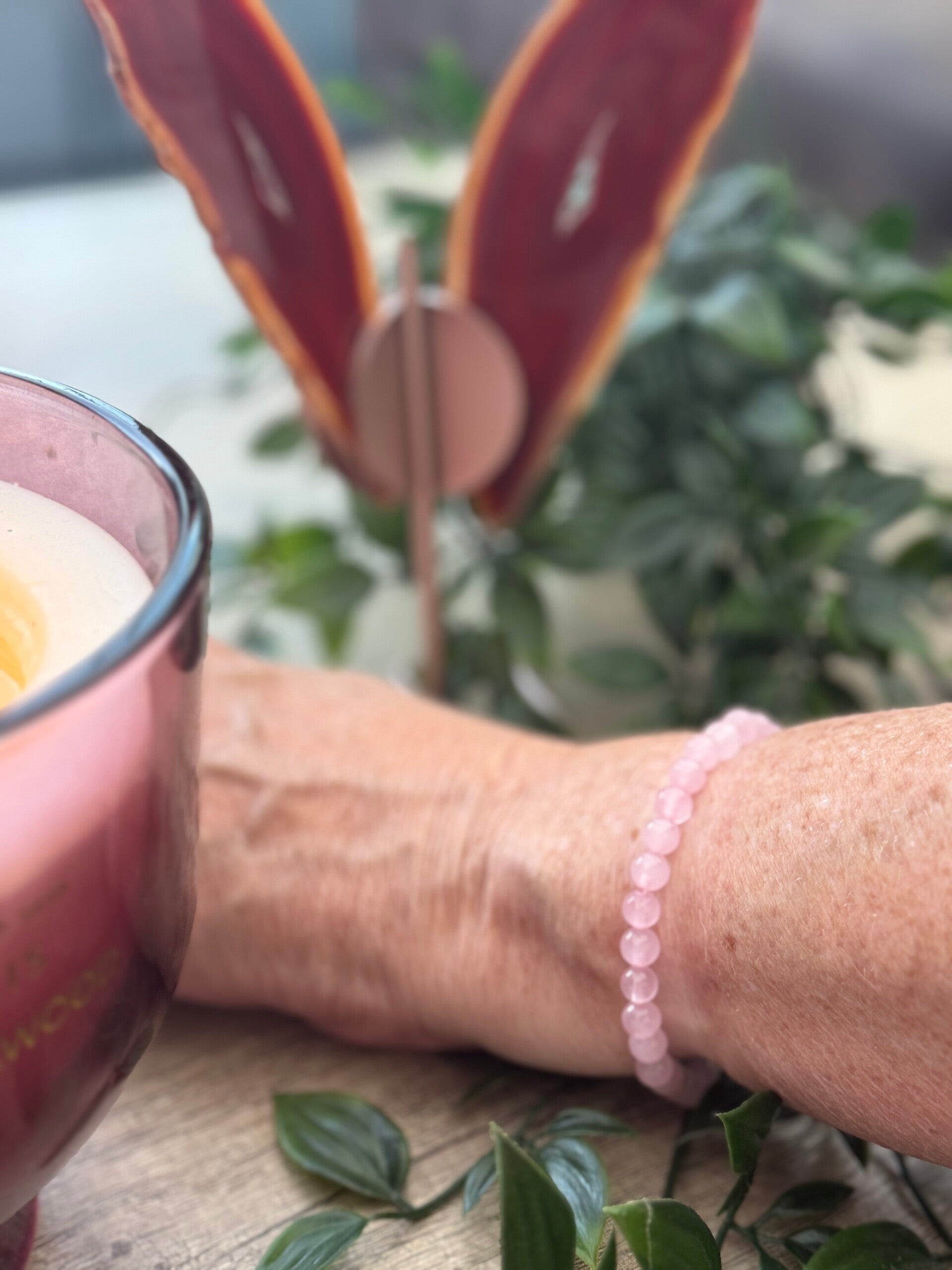 Roze kwarts armband 6mm