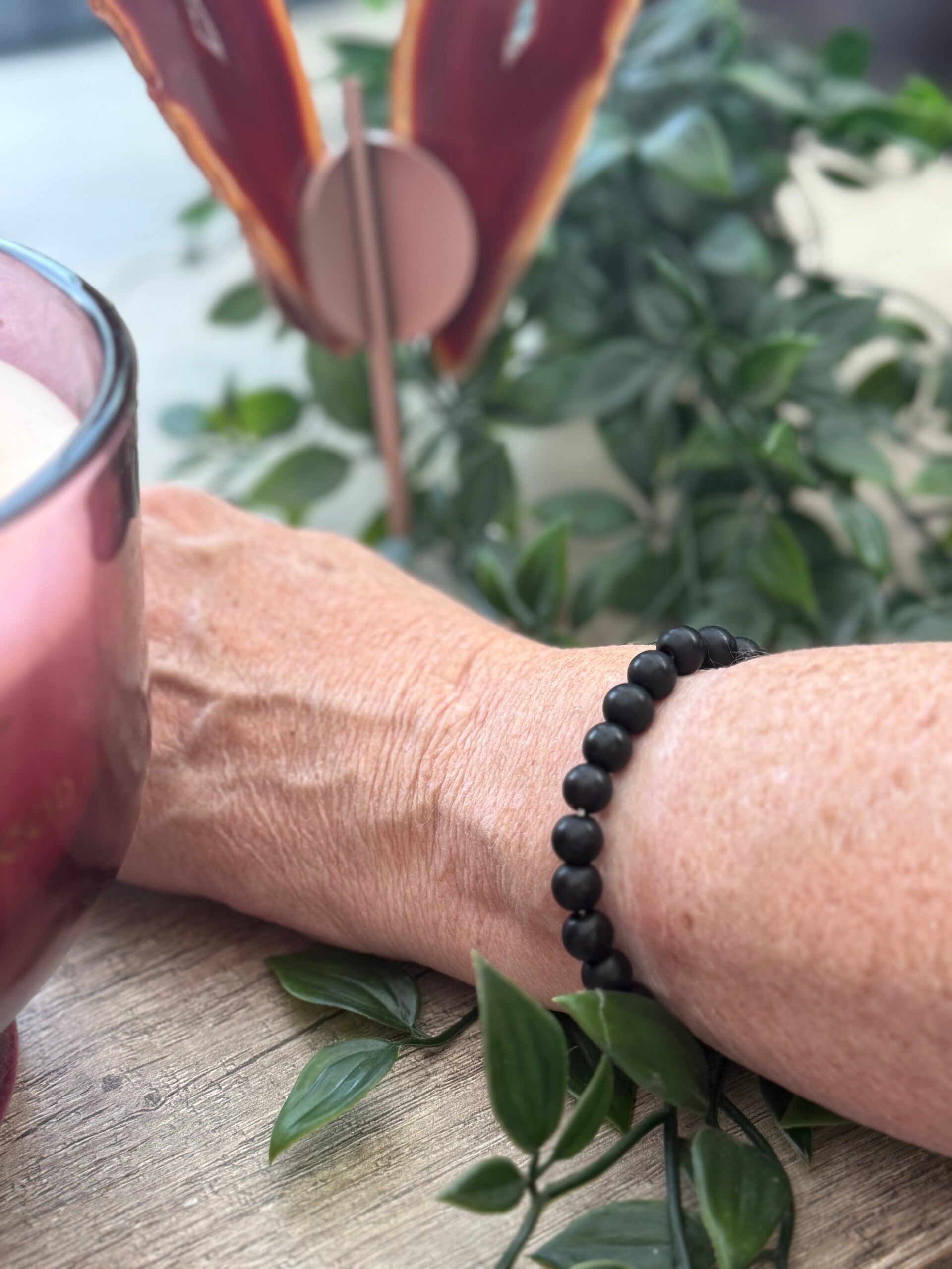 Mat zwarte onyx 8mm armband