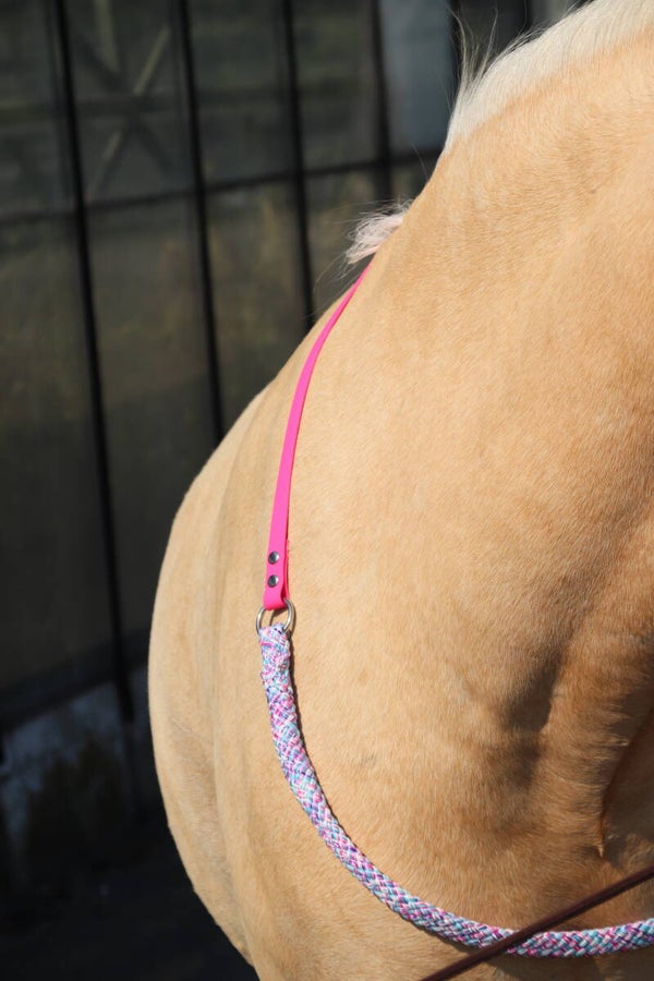 Neckrope biothane + touw Roze maat Cob