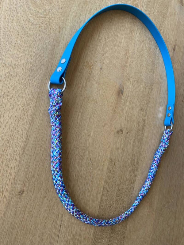 Neckrope biothane + touw blauw maat shet