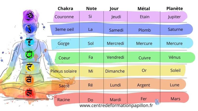 tableau récapitulatif de la formation sonothérapie du centre de formation papillon