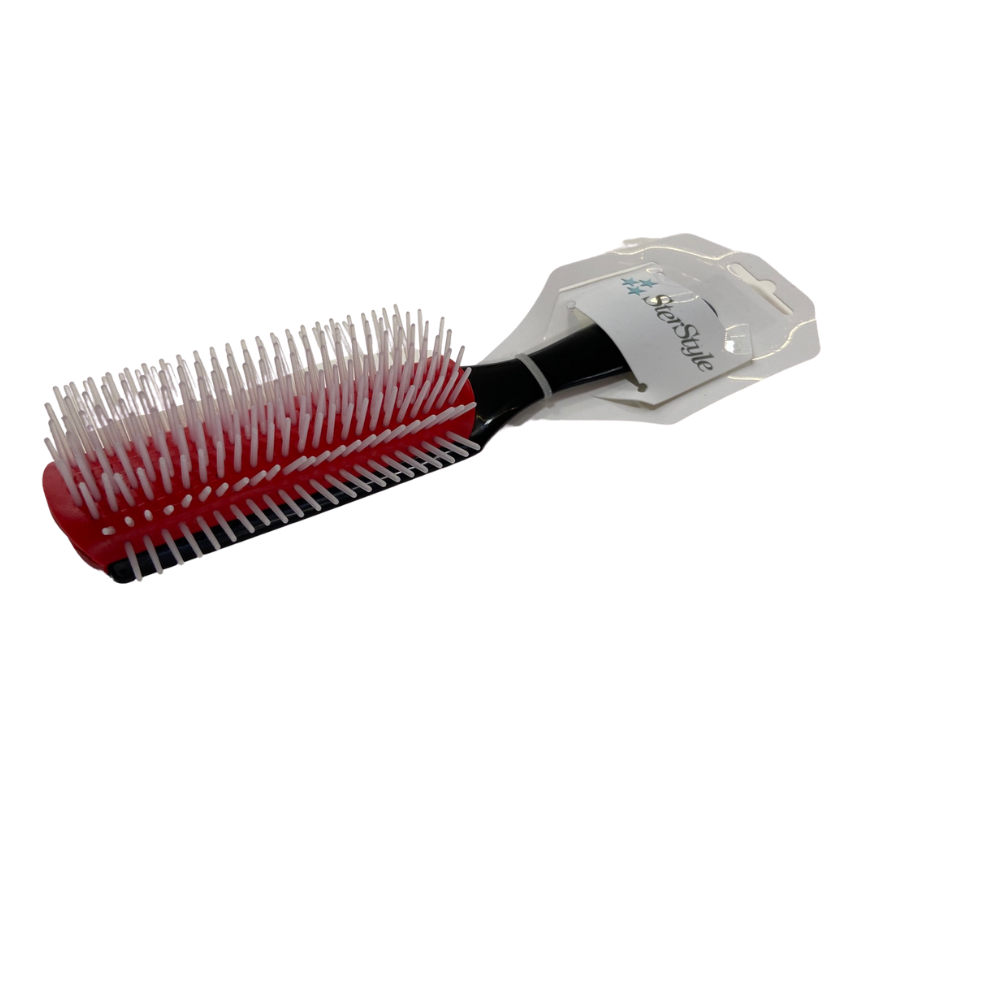 Haarborstel krullend haar zwart met roze