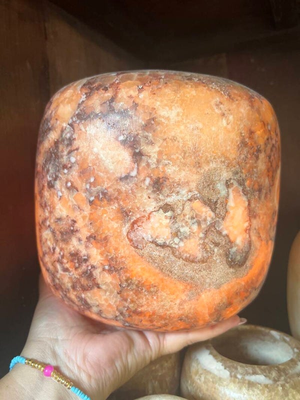 Waxinelichthouder - Alabaster Bruin XXL