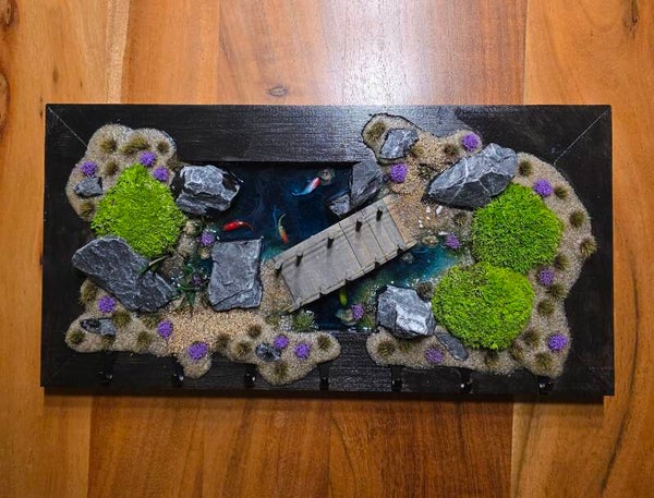 Epoxidharz/Moos Wandbild-Schlüsselbrett Japanischer Koigarten