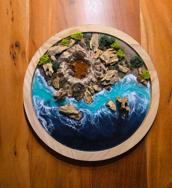 Epoxidharz Wandbild Vulcan Island