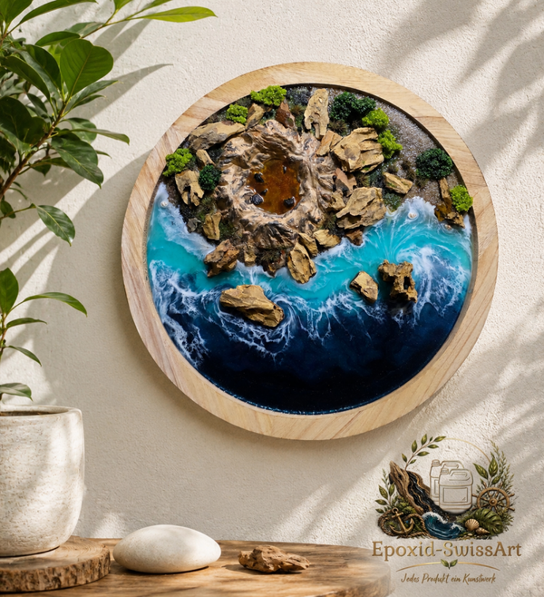 Epoxidharz Wandbild Vulcan Island