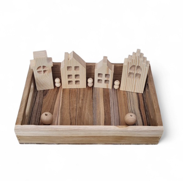Houten tray met accessoires