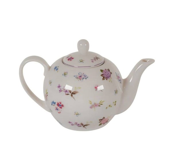 Elegante Theepot met Bloemenmotief | 1 Liter | Fine Bone China Porselein
