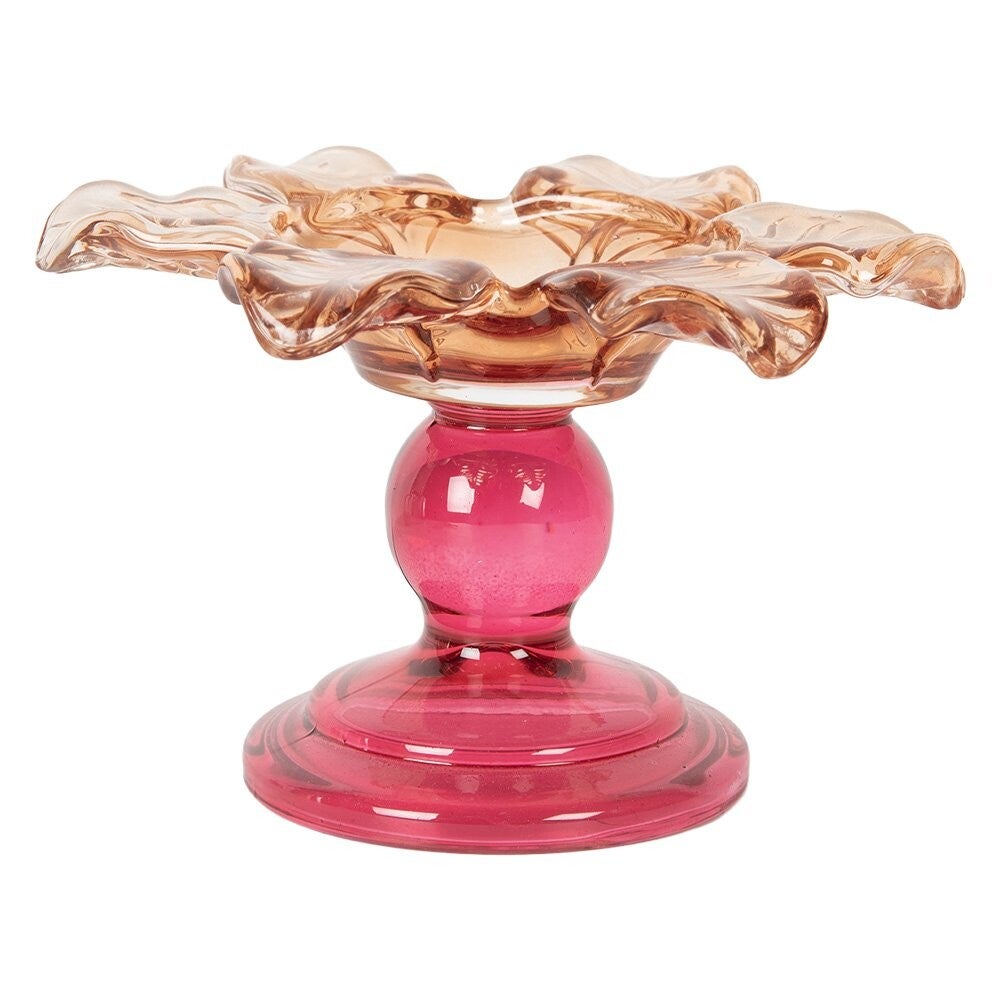 Waxinelichthouder Ø 14x9 cm Glas Roze / Oranje