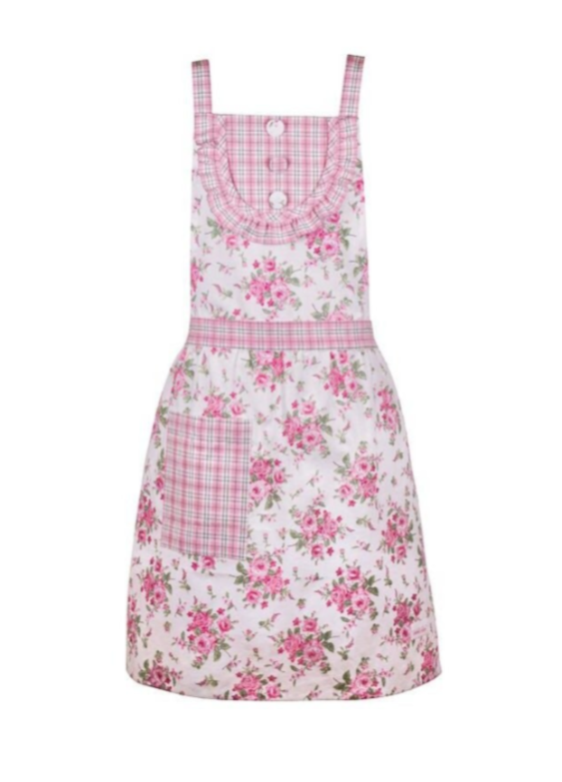 Keukenschort Bella - Wit met Roze Rozen