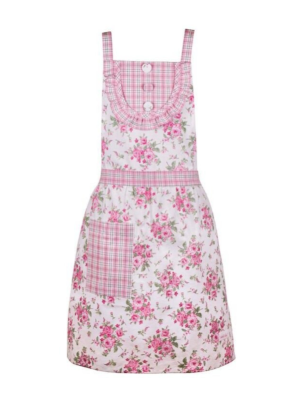 Keukenschort Bella - Wit met Roze Rozen