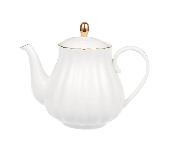 Royal Rose theepot wit met goud | 800 ml | Fine Bone China porselein