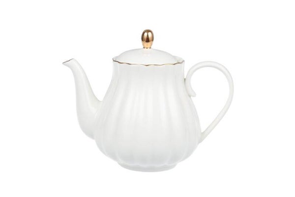 Elegante theepot wit met goud | 800 ml | Fine Bone China porselein