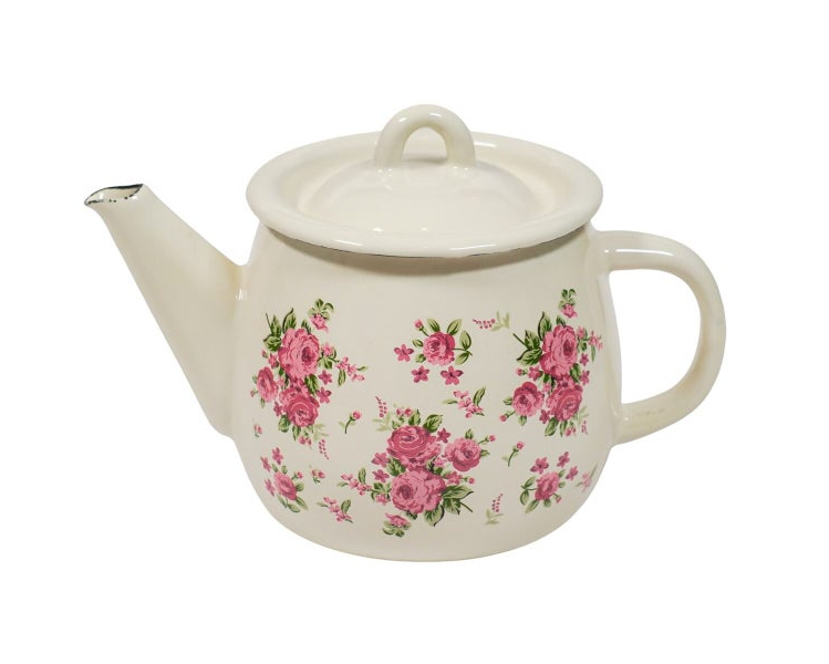 Emaille theepot Bella - 1L - Fine Bone China porselein