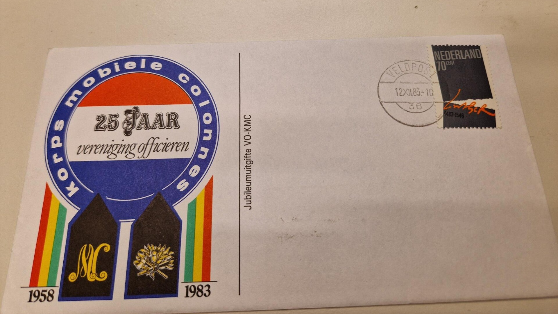 Eerste dag envelop 25 jaar Vereniging Officieren Korps Mobiel Colonnes