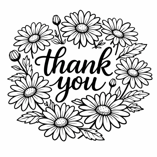 Handmade 50count “Thank You” Daisies 2x2 Stickers