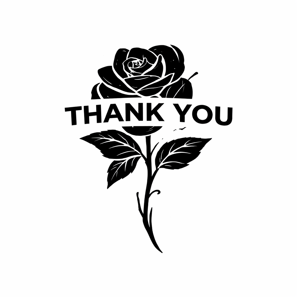 Handmade 50count “Thank You” Rose Stickers