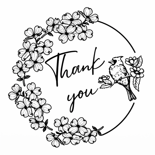 Handmade 50count Cardinal “Thank You” 2x2 Stickers