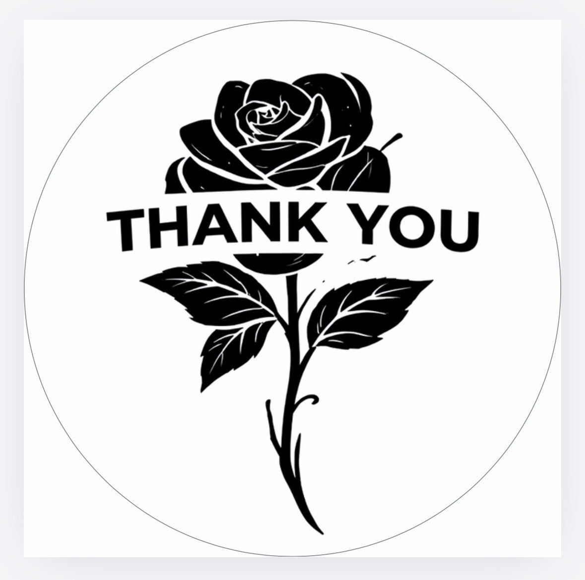 Handmade 50count “Thank You” Rose Stickers