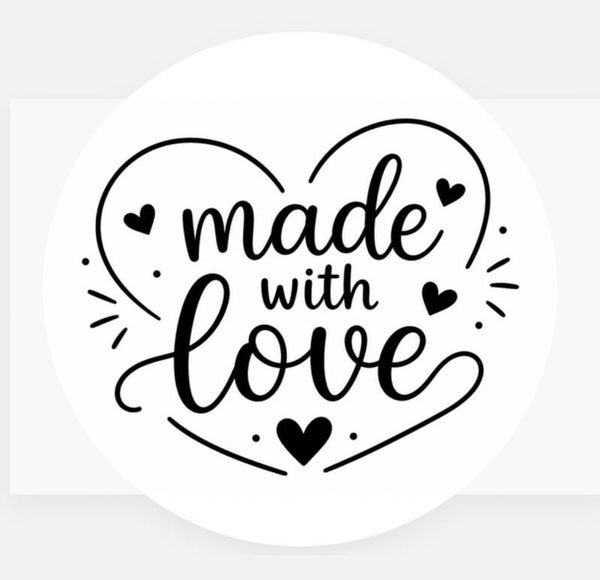 Handmade 50 count “Made With Love” 2x2 Stickers