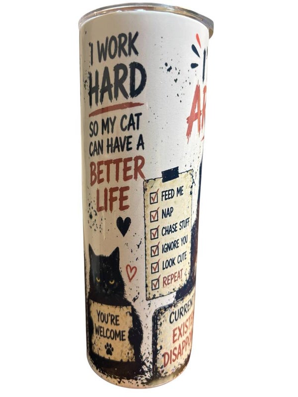Humorous Cat & Skeleton Tumbler - 20oz Stainless Steel