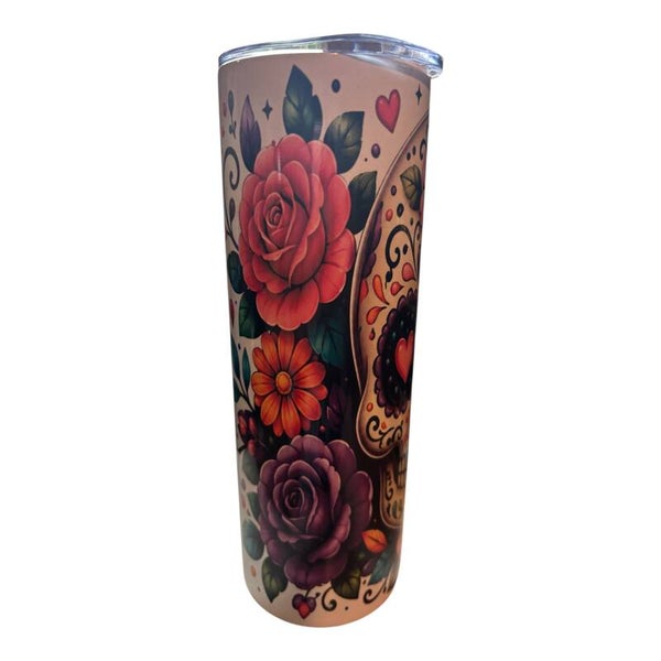 Floral Sugar Skull Tumbler - 20oz Stainless Steel