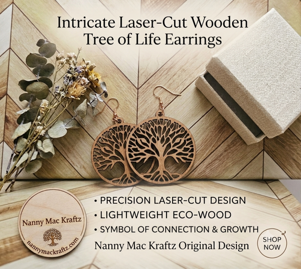 Wooden Tree of Life Earrings