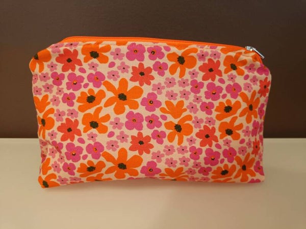 Toilettas bloemetjes oranje