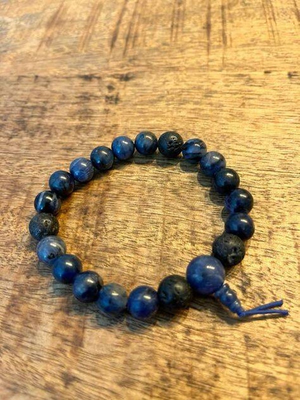 Sodaliet powerbead armband mannen