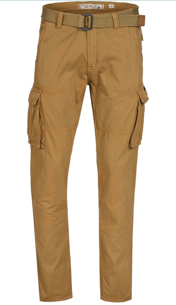 Indicode Herren William Cargohose aus Baumwolle m. 7 Taschen inkl. Gürtel | Outdoorhose