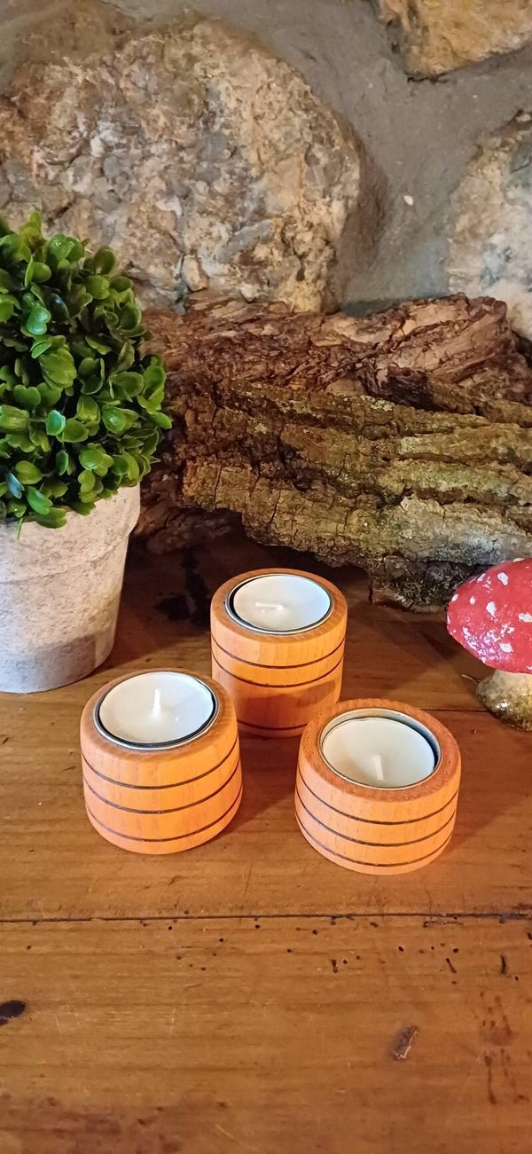 Trio de bougeoirs orange