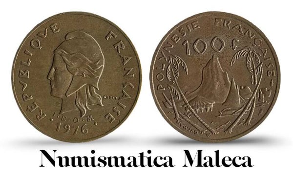 Polinesia Francesa 100 Francs 1976, Km14 XF