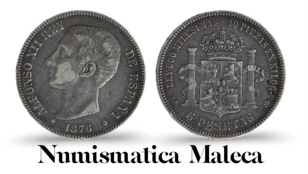 España 5 Pesetas 1876, Km671.5 Plata
