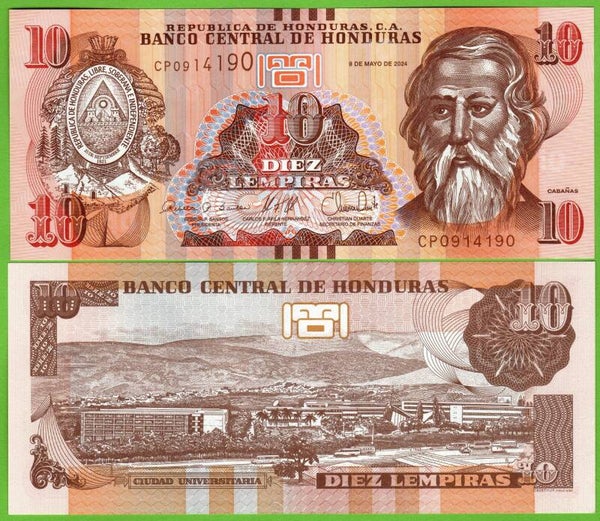Honduras 10 Lempiras 2024, P-99f Radar 0914190 Unc