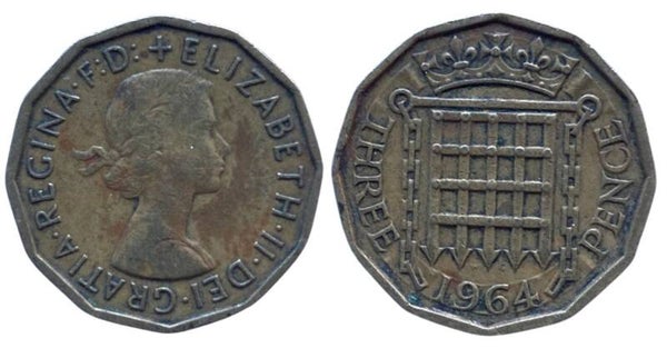 Inglaterra 3 pence 1964 (europa)