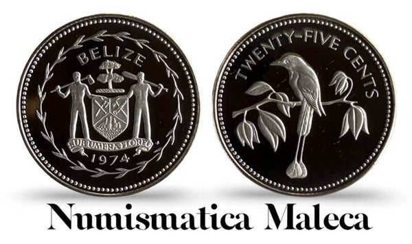 Belize 25 Cents 1974, Km41 Proof Unc