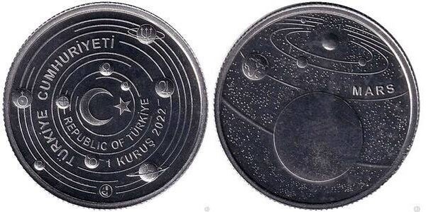 Turkia 1  Kuruş 2022, KM 1537 (Mars) Unc (Asia)