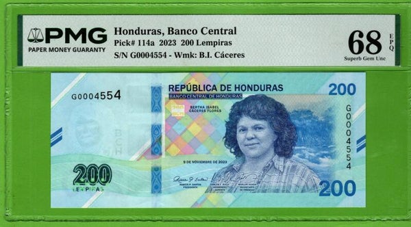 Honduras 200 Lempiras 2023, P-114a Unc PMG68