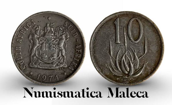 South Africa 10 Cents 1974, Km85 VF