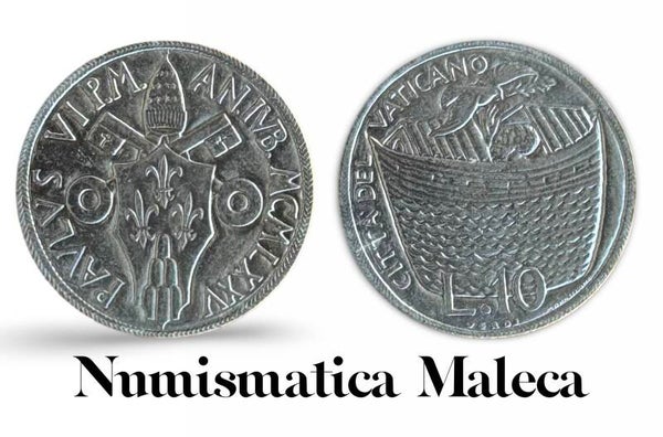 Ciudad Del Vaticano 10 Lire 1975, Km127 Aunc