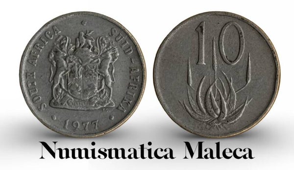 South Africa 10 Cents 1977, Km85 Vf