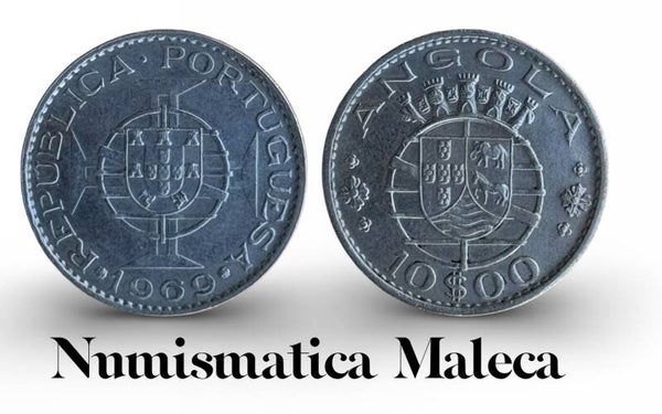 Angola 10 Escudos 1969, Km79 VF