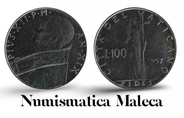 Ciudad Del Vaticano 100 Lire 1957, Km55 VF