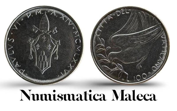 Ciudad Del Vaticano 100 Lire 1970, Km122 Unc