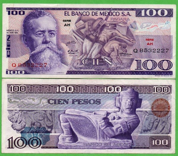 Mexico 100 Pesos 1974, P-66a.AH PRefix-AH Unc