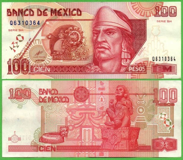 Mexico 100 Pesos 1999, P-108d.2 PRefix-BH Aunc